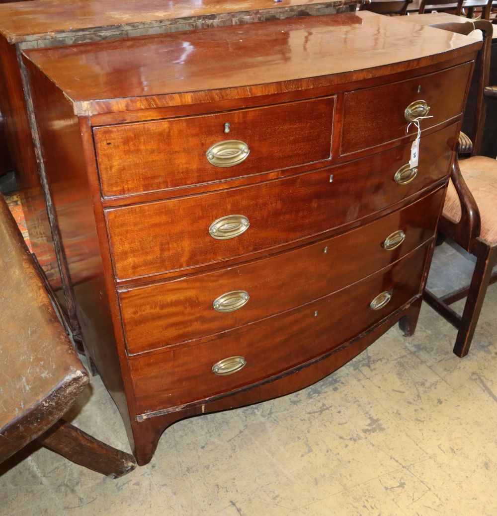 A Regency mahogany bowfront chest, W.106cm, D.52cm, H.100cm
